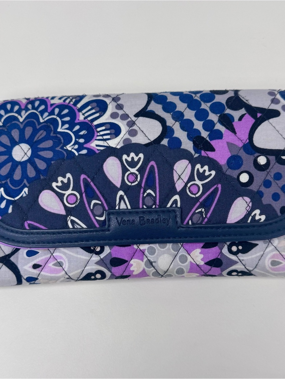 Vera Bradley Quilted Floral Wallet in Purple & Navy